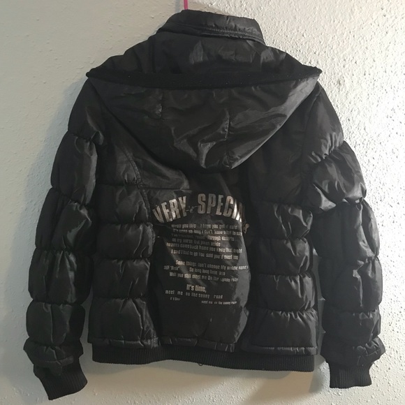 Black Down Jacket w/ Removable Hood - Picture 2 of 5
